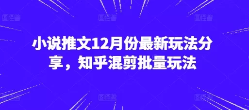 小说推文12月份新的玩法分享,知乎混剪批量玩法-颜夕资源网-第19张图片 小说推文12月份新的玩法分享,知乎混剪批量玩法-颜夕资源网-第19张图片