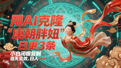 用AI克隆“唐朝胖妞”日更3条,平台疯狂推流,小白闭眼复制,当天见效,日入1k+-颜夕资源网-第19张图片 用AI克隆“唐朝胖妞”日更3条,平台疯狂推流,小白闭眼复制,当天见效,日入1k+-颜夕资源网-第19张图片