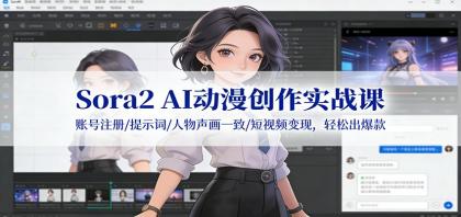 Sora2 AI动漫创作实战课:账号注册/提示词/人物声画一致/短视频变现,轻松出爆款-颜夕资源网-第19张图片 Sora2 AI动漫创作实战课:账号注册/提示词/人物声画一致/短视频变现,轻松出爆款-颜夕资源网-第19张图片