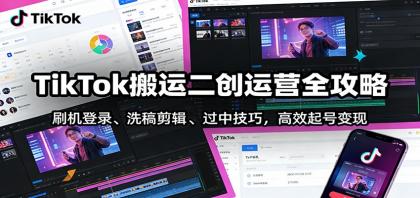 TikTok搬运二创运营全攻略：刷机登录、洗稿剪辑 、过中技巧，高效起号变现-颜夕资源网-第19张图片