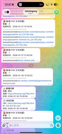 WP 网站监控信息推送到 Telegram 插件MeowBOT，文章，留言，登录-颜夕资源网-第20张图片