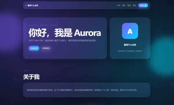 轻科技玻璃拟态个人主页系统源码-颜夕资源网-第23张图片