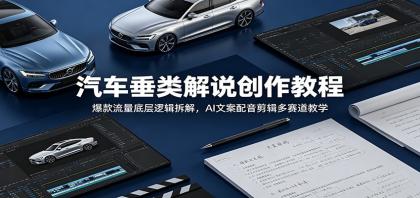汽车垂类解说创作教程：爆款流量底层逻辑拆解，AI文案配音剪辑多赛道教学