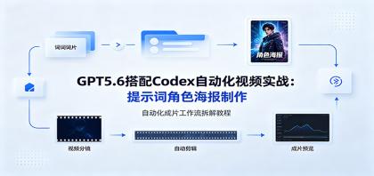 GPT5.6搭配Codex自动化视频实战：提示词角色海报制作，自动化成片工作流拆解教程